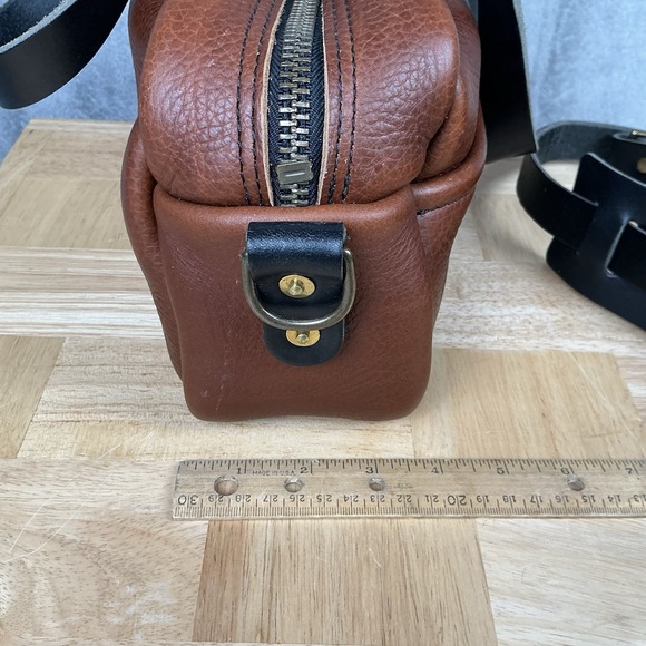 Go Forth Goods Mini Hoffman Crossbody Shoulder Hand Bag Saddle W/ Black Strap - Picture 14 of 16